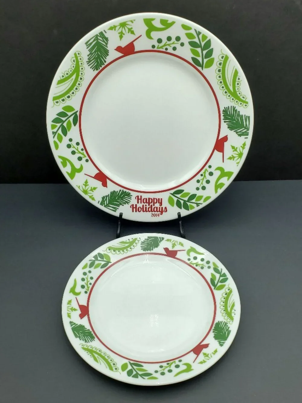 Corelle Birds and Boughs Dinner & Luncheon Plate Happy Holidays 2014 Plates